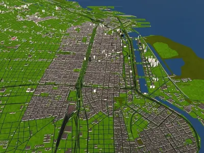 Buenos Aires City of Argentina 3d model 2020 July data Low-poly 3D model