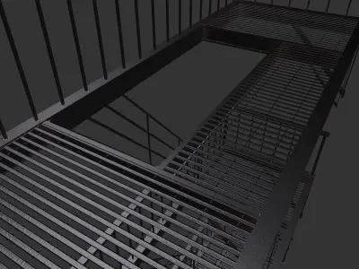Modular Fire Escape Low-poly 3D model