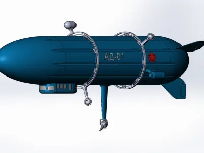 Dirigible-artillery submarine 3D print model
