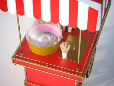 Mobile trolley for making popcorn 3D model