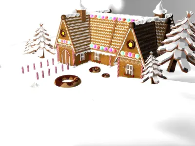 Gingerbread Village V2 Double house 3D model