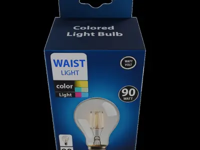  Colored Light Bulb Low-poly 3D model