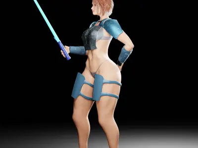 Sexy Armored Energy Sword Woman 3D print model