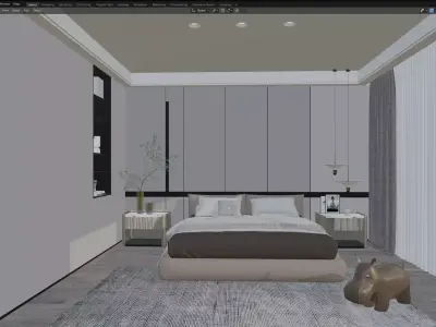 Modern Minimal Master Bedroom 3D model