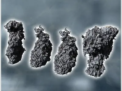 Set four explosions with smoke plume 6 - Modern WW2 WW1 World Wa 3D print model