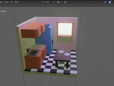 Kitchen Model  Free low-poly 3D model