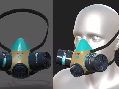 Gas mask helmet scifi futuristic respirator plastic  Low-poly 3D model