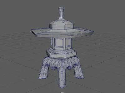 Japanese Maru Yakimi Lantern Low-poly 3D model