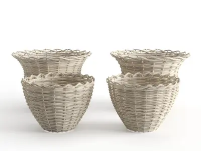 Rattan Baskets Set 3D model