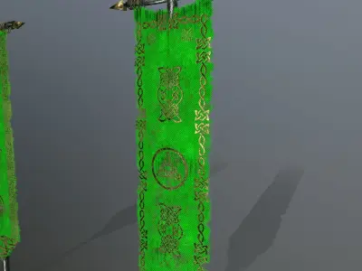 flag 4 pair of swords Low-poly 3D model