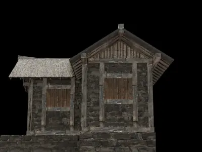medieval house low poly old city house Low-poly 3D model