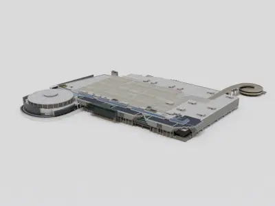 Huntington Place modern building 3D model