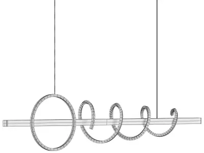 Modern Minimalist GoldenBlack spiral art linear  3D model