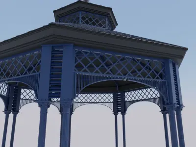 Metal garden gazebo pavilion or kiosk PBR 3D model