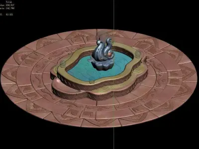 Disney main city - fountain 02 3D model