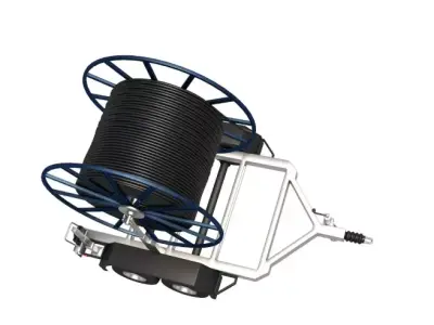 Broadband Cable Drum With Trailer 3D model