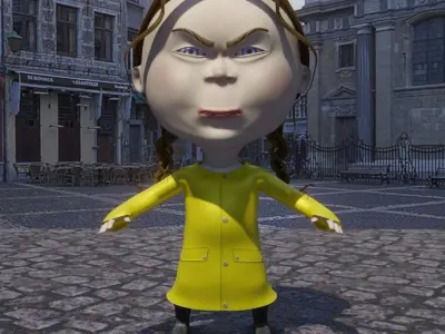 Greta girl in orange dress 3D model