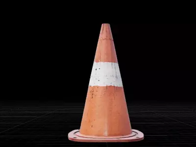  Traffic Cone Low Poly  Game Ready Prop 3D Model Low-poly 3D model