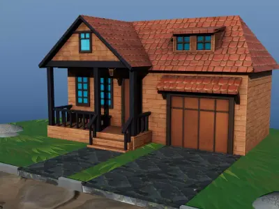 Stylized House Environment Texture and Low-poly 3D model