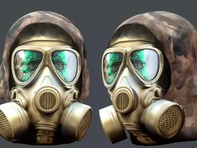 Gas mask helmet 3d model military combat Low-poly  3D model