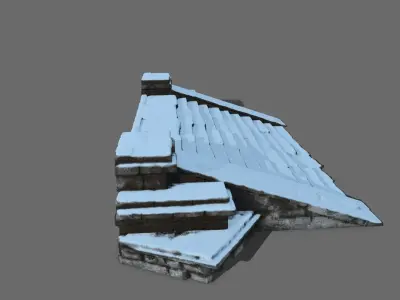 stair roof with snow Low-poly 3D model
