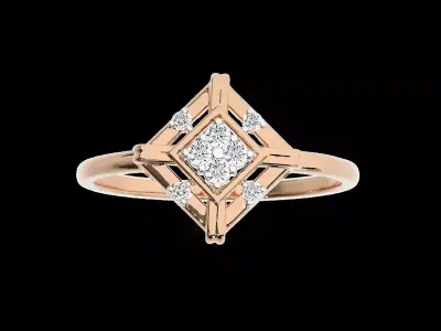 Light Minimalist Diamond Ring Earrings Pendant Set 3D print model