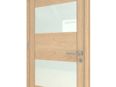 Door-024 interior door in oak with frosted glass 3D model