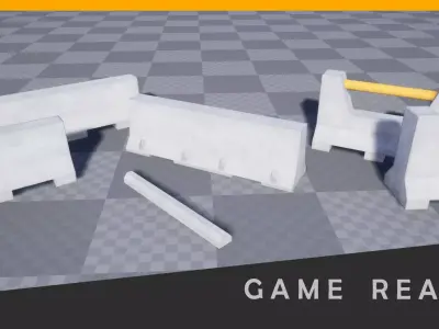 Barriers Bundle Low Poly PBR Concrete  Free low-poly 3D model