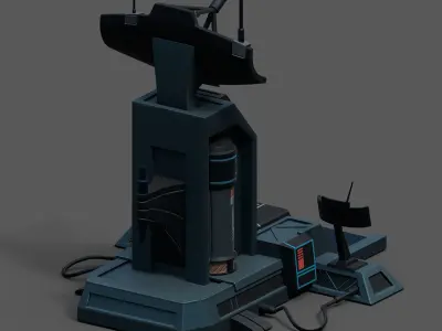 Scifi station building exterior skyscraper sci fi cyberpunk  Low-poly 3D model