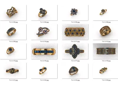 ring 84 pieces drawing 3d rihone drawing ring 3D print model