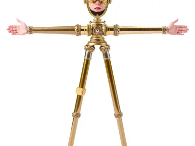 Gold Steampunk Robot model pack Low-poly 3D model