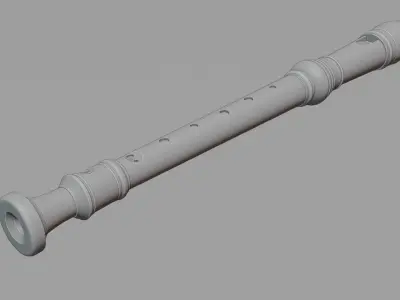 Recorder Detailed Musical Instrument Game-Ready Low-poly 3D model
