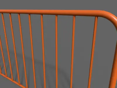 PBR Pedestrian Guard Rail Orange V1 Low-poly 3D model