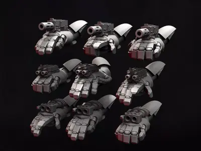 Marine Power Fist with weapons  3D print model