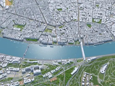 Budapest Downtown in Hungary Low-poly 3D model