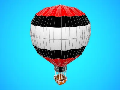 HOT AIR BALLOON CARTOON STYLIZED 10 Low-poly 3D model