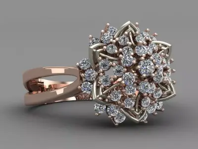 Rose Gold Women Diamond Ring 3D print model 3D print model