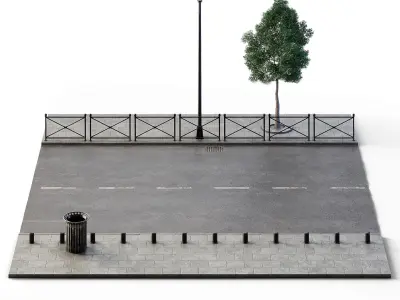 Street Set 12m x 14m Low-poly 3D model
