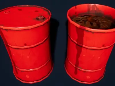 Stylized Oil Toxic Waste Barrel Low-poly 3D model