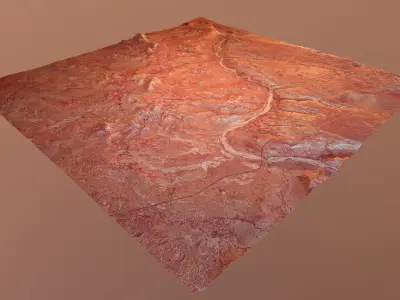 Mars River Desert Terrain Landscape Planet Mountains Aerial  Low-poly 3D model
