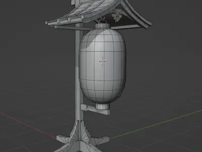 Pbr Japanese lamp and post Low-poly 3D model