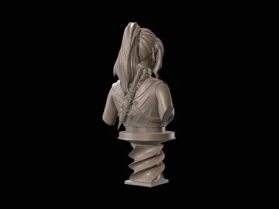 Female Fighter Bust High Poly for 3D Print 3D print model