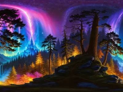 8K HDR Enchanted Alien Forest with Crystalline Trees Background 3D model