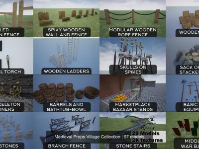 Medieval Props-Village Collection 3D Model Pack