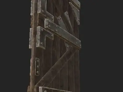 Wooden Door Low-poly 3D model 17