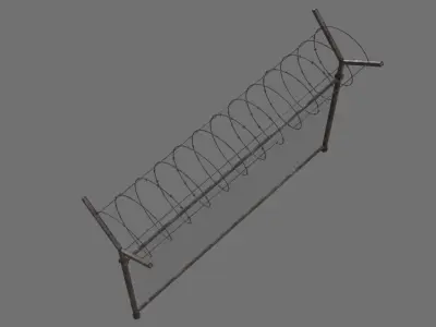 Barbed Wire Fence 1B Low-poly 3D model