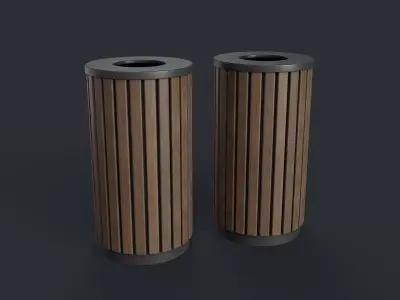 Street Trash Can 40 PBR Game Ready Low-poly 3D model