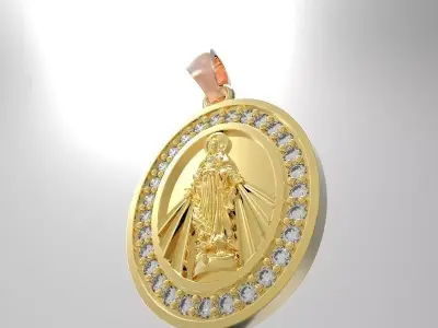 Virgin gold pendant with diamonds 3D model