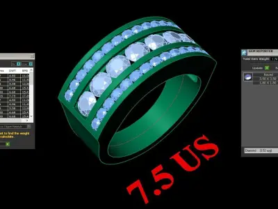 Light Gold Diamond Men Ring 2MR001 3D model