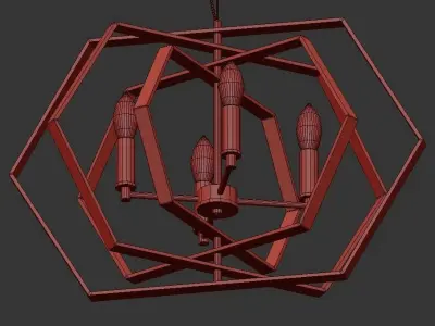 Damaris Light Gold Hexagon Chandelier 3D model